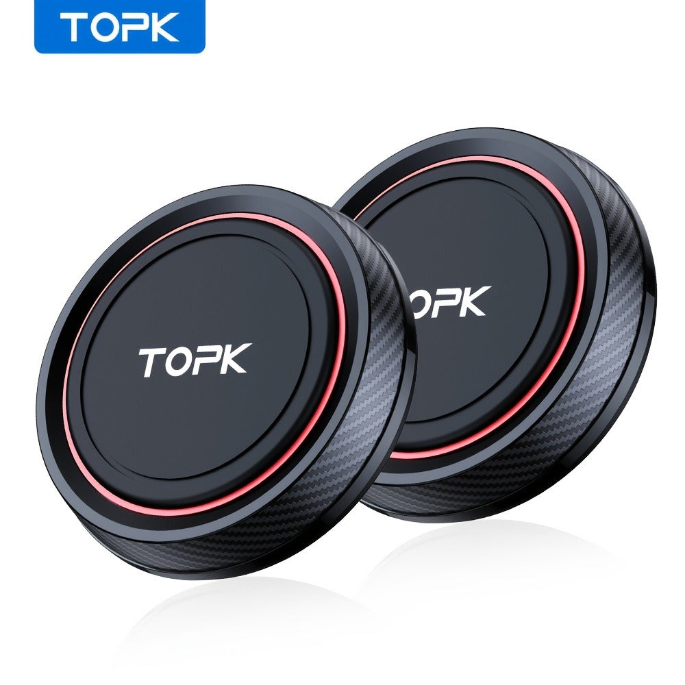 Two-Pack Magnetic Car Phone Mount with Round 4.6cm Heads, Short Bodies and Black Adhesive Dashboard Bases