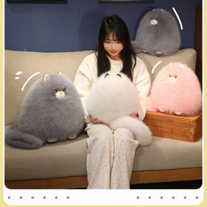 Silly Cat Plush Pillow Long Hair Stuffed Cat Hug Pillow for Sleep Comforting Plush Cat Throw for Entryways, Bedrooms and Living Spaces