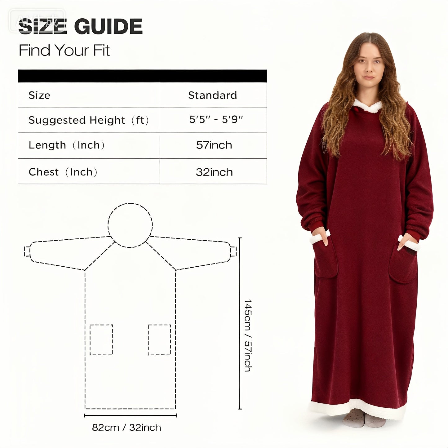 Oversized Wearable Blanket Hoodie Jacket – 350-400gsm Thick Warm Suede Flannel, Hooded Pocket Lazy Coat for Women & Men, 5 Colors