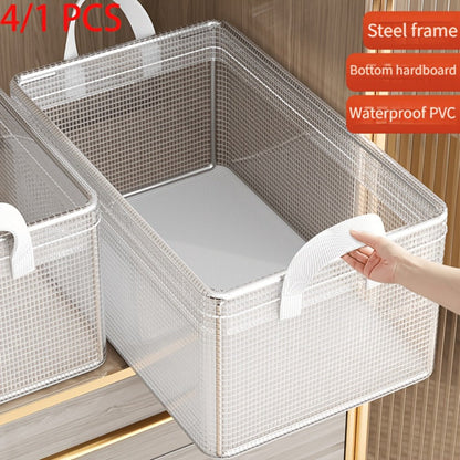 26L Foldable Storage Box Set with Steel Frame, Clear Panels and One- or Four-Piece Options