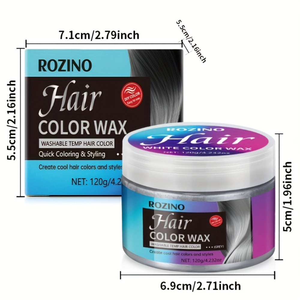 ROZINO Grey Hair Color Wax 3-in-1 Color Style & Fix – Vitamins & Protein Formula, Hides Grey Instantly, Natural Volume, Easy Wash