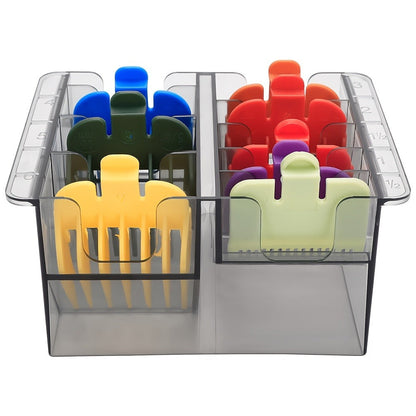 Barber Tool Organizer 8-Slot Clear Plastic Storage Box for Hair Clippers Scissors & Grooming Accessories – Transparent Salon Organizer