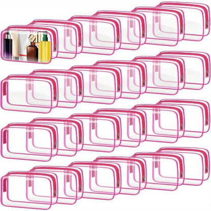 TSA Approved Clear Toiletry Bags Set of 24 Transparent Travel Makeup Organizer Pouches Medium Size Airport Security Quart Bag for Liquids