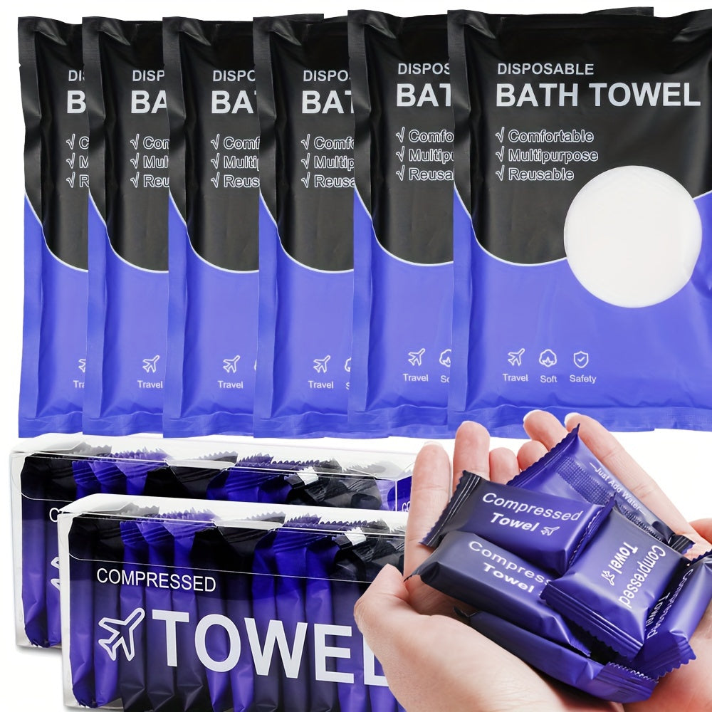 Compressed Towel Tablets 28 Pack – Disposable Magic Coin Tissue, Expandable Face Towel 11.8x9.4 Inch, Individually Wrapped Portable Paper