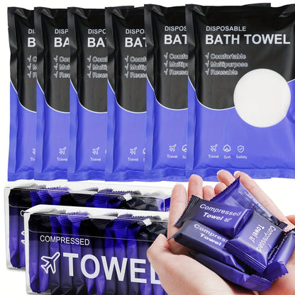 Compressed Towel Tablets 28 Pack – Disposable Magic Coin Tissue, Expandable Face Towel 11.8x9.4 Inch, Individually Wrapped Portable Paper
