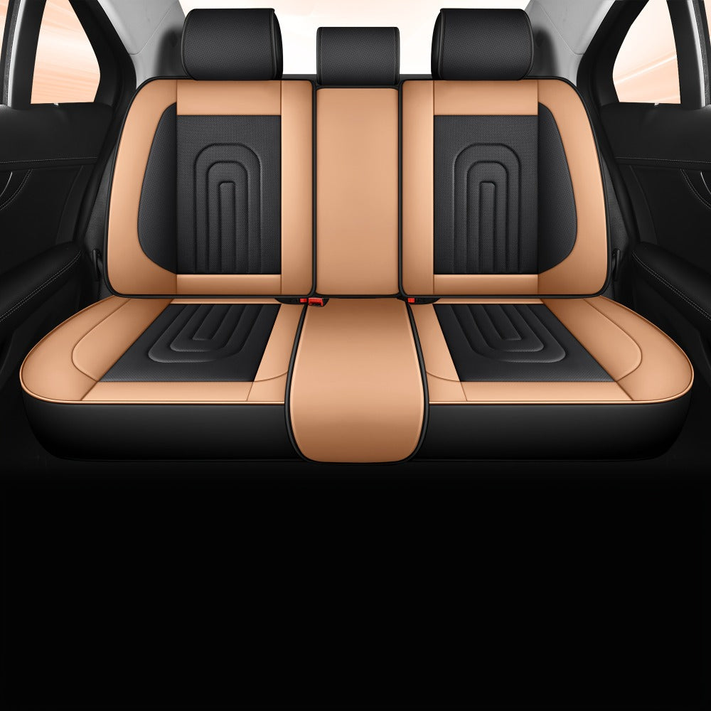 Contoured Front Car Seat Cushion Covers with Headrest Pads in Four Two-Tone Color Option Sets