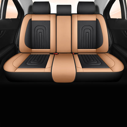 Contoured Front Car Seat Cushion Covers with Headrest Pads in Four Two-Tone Color Option Sets