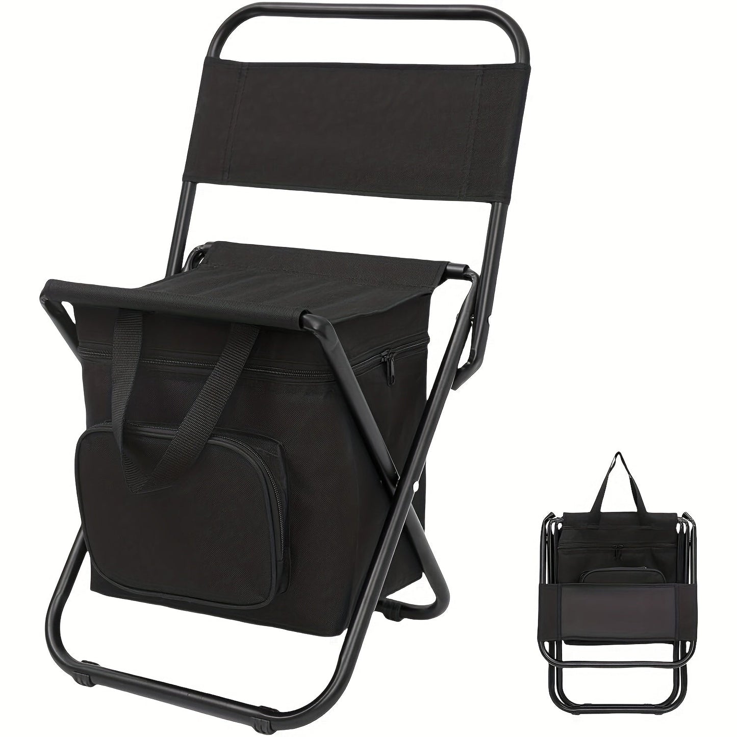 Folding Backpack Camping Chair with Backrest & 12.4L Storage Bag, Lightweight 265 lb Stool for Fishing & Events