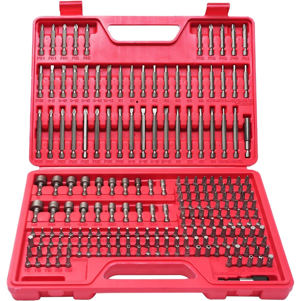 208-Piece Screwdriver Bit Set Impact Driver Kit – S2 Steel Torx Phillips Square Hex Nut Driver with Toolbox for Drill Power Tool DIY Auto