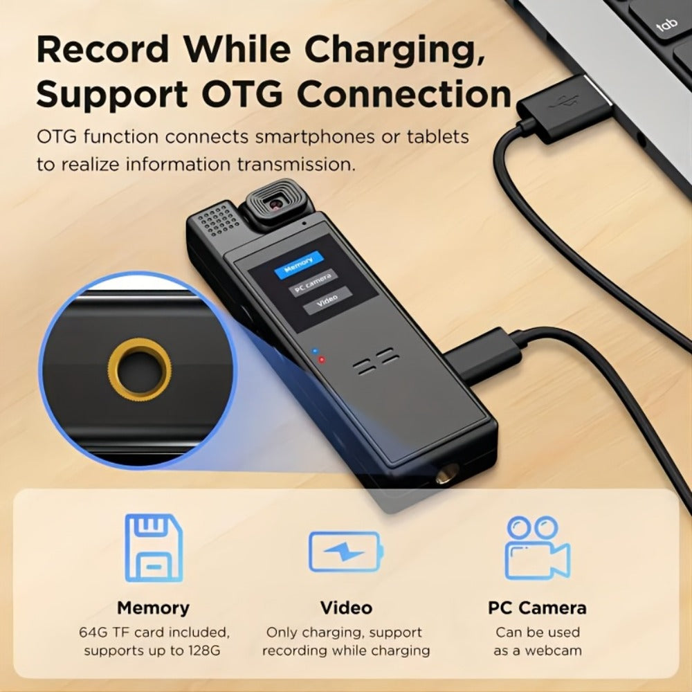 1080P HD Pocket Camcorder with 180° Rotatable Lens, Handheld Body Camera, USB Charging, Compact Smart Recorder for Travel