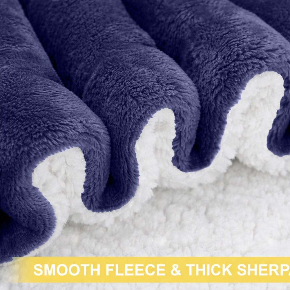 Sherpa Flannel Blanket, Double-Layer Ultra Throw for Bed, Sofa & Bedroom Decor, Better Sleep, 14 Colors