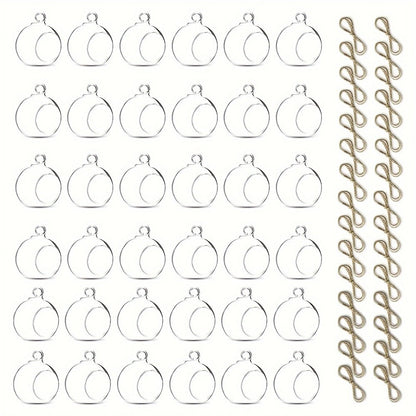 Hanging Glass Ball Candle Holders Set for Wedding Party Christmas Tree Decoration - Clear Glass Tea Light Holders with Hanging Design