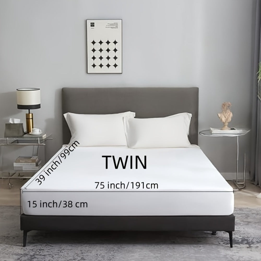Two-Piece White Fitted Mattress Protector Set in Twin, Full, Queen or King 15-Inch-Pocket Checkouts