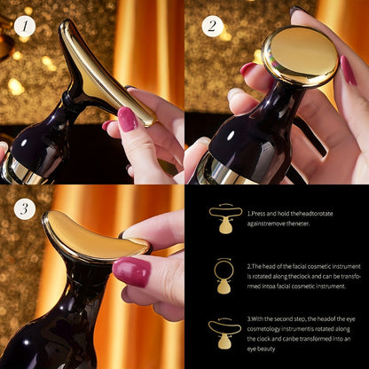 Facial Massager 3-in-1 with Interchangeable Heads for Face Neck Eyes for Home or Salon Spa Use