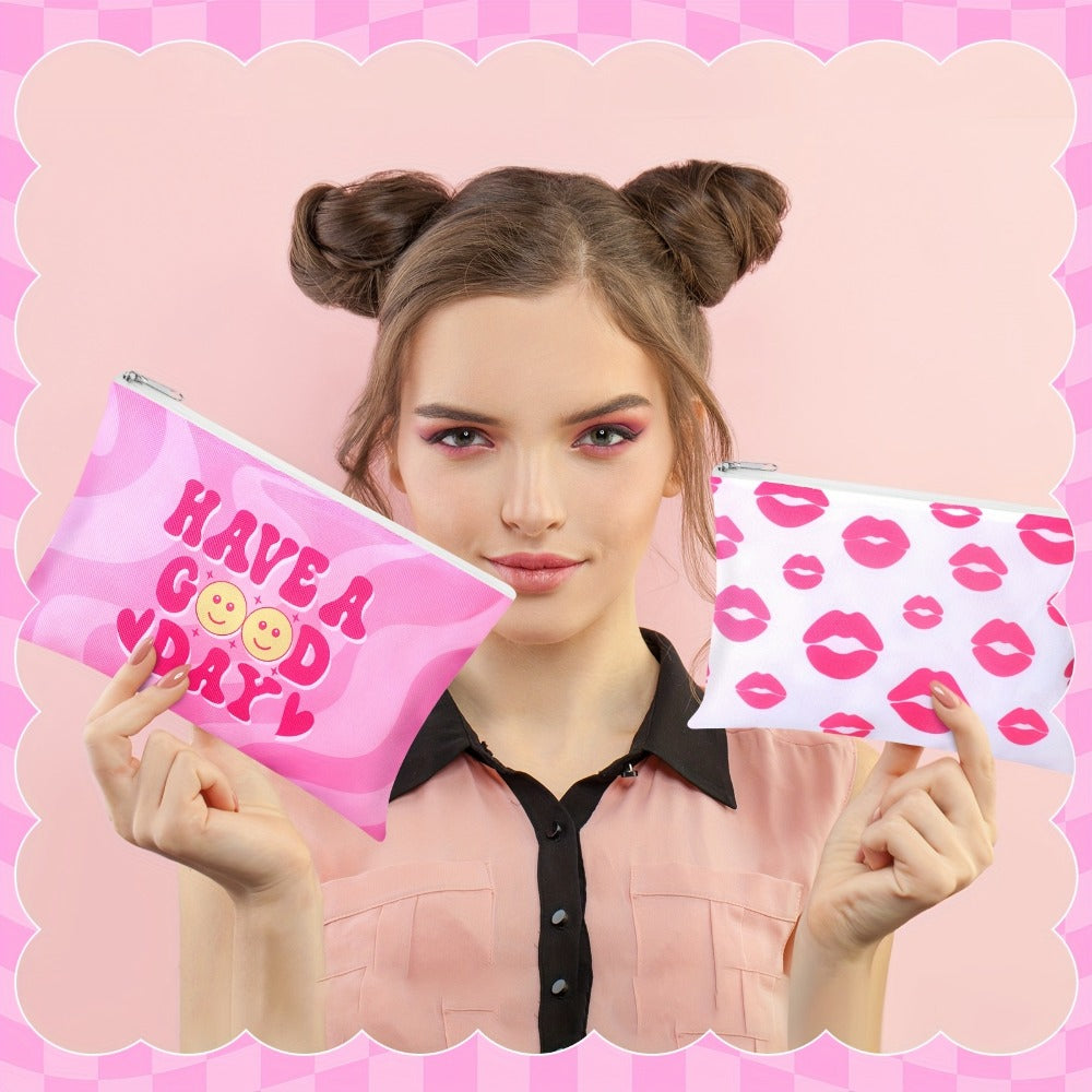 Bulk Cosmetic Bags 24-Pack Pink Howdy Western Zipper Makeup Pouches Party Favor Set for Women Girls Birthday Bachelorette Bridal Shower