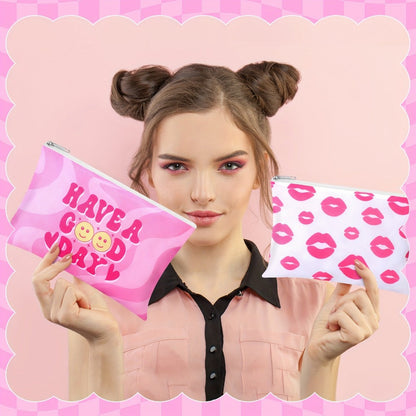 Bulk Cosmetic Bags 24-Pack Pink Howdy Western Zipper Makeup Pouches Party Favor Set for Women Girls Birthday Bachelorette Bridal Shower