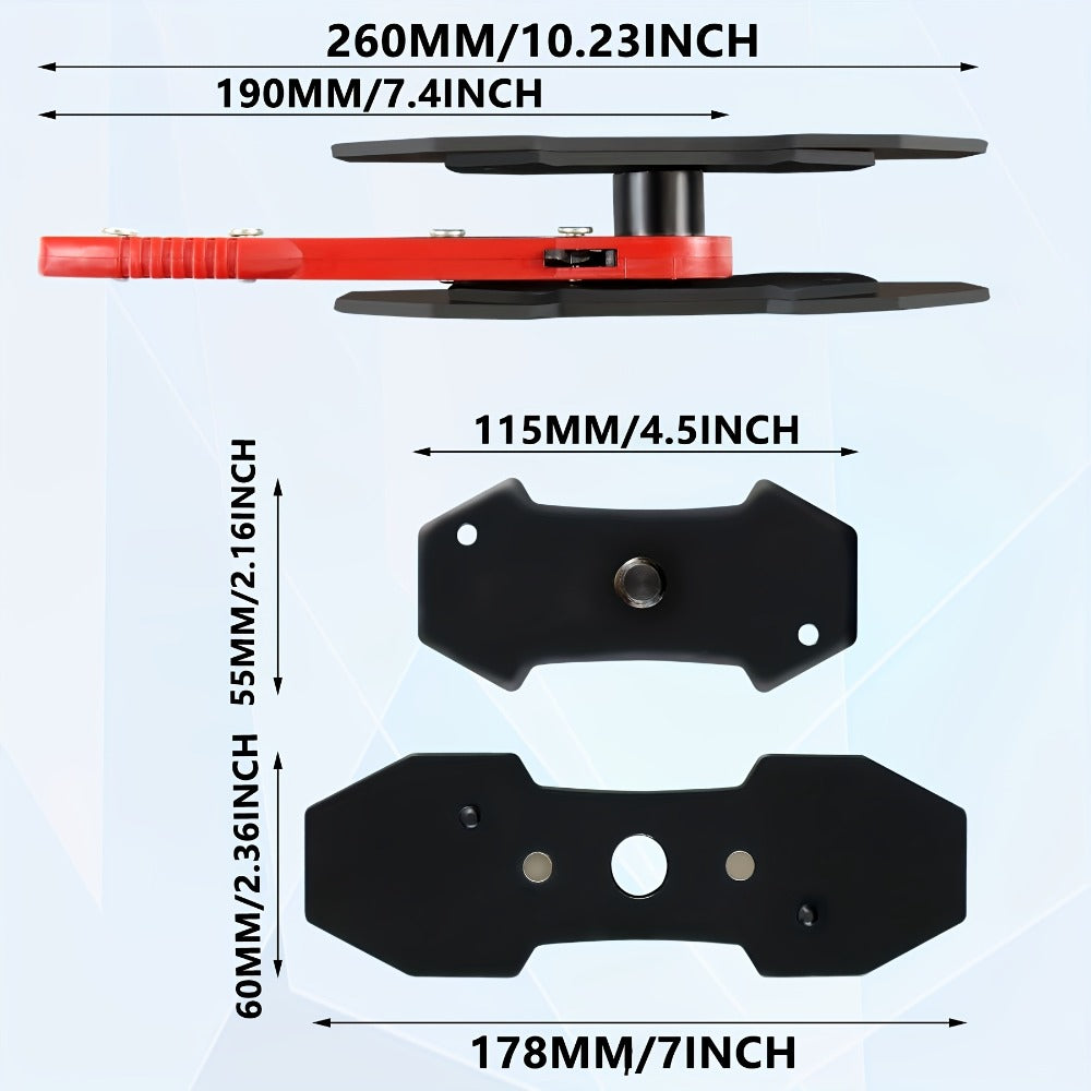 Brake Caliper Piston Compression Tool 360° Swing Ratchet – Single Dual 4-Piston Fixed Floating Disc Brake Calipers, Alloy Steel, 2 Spacers