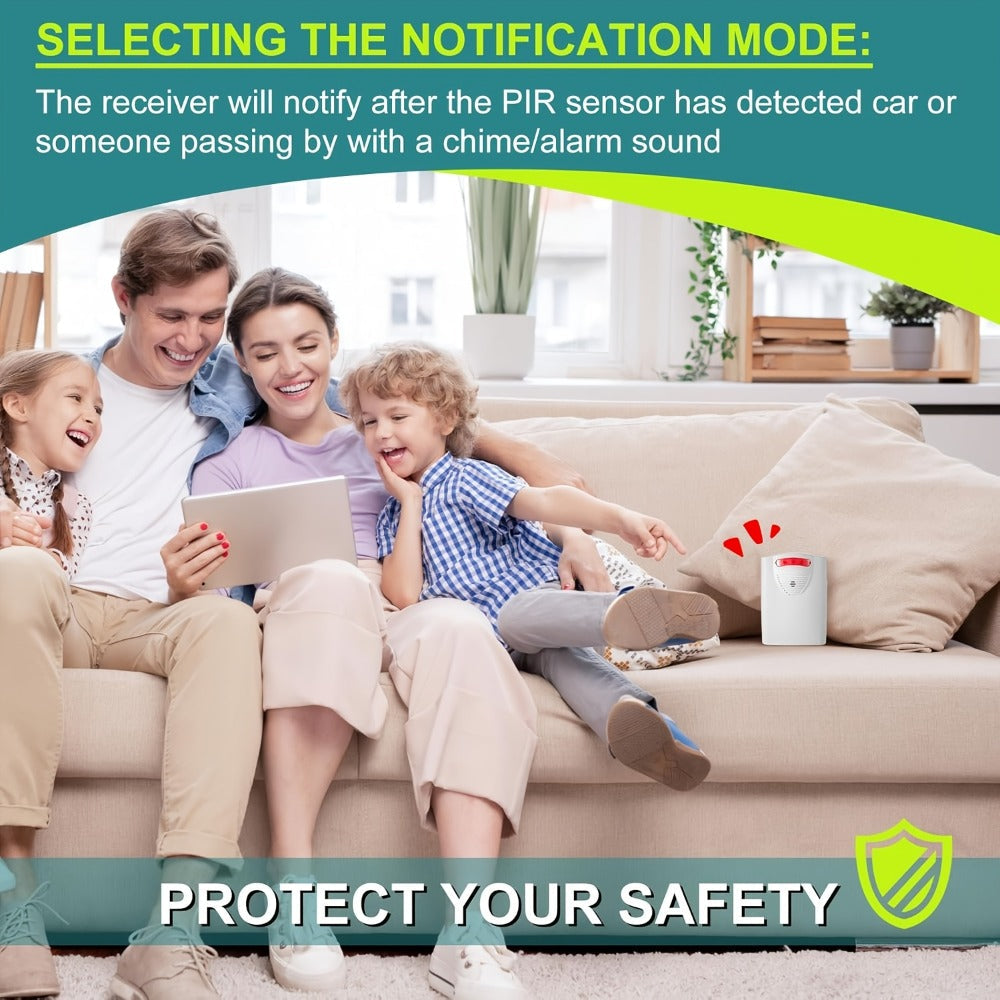 Wireless Driveway Alarm System, Outdoor Motion Sensor Alert with Receiver, Infrared PIR Detector for Home Security