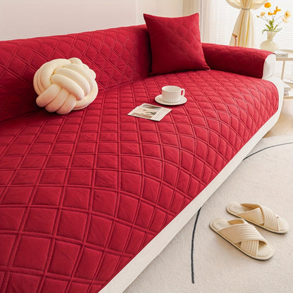 Sofa Cover Three-Piece Soundwave Embossed Set with Sofa Panel, Two Armrest Covers and Backing Mat