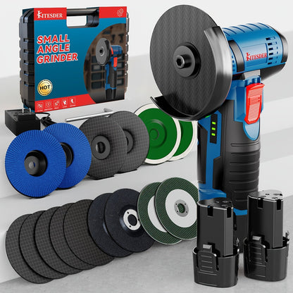 12V Cordless Angle Grinder - 19500 RPM Electric Sander & Polisher for Metal, Wood & Home, Multi-Function Grinding Tool