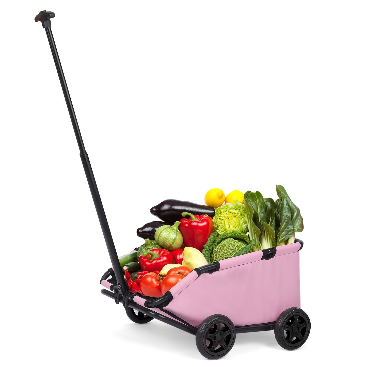Pet Stroller for Small Dogs & Cats Foldable Mini Dog Wagon with Extendable Pull Handle, Built-In Cushion, Safety Rope & Storage Bag
