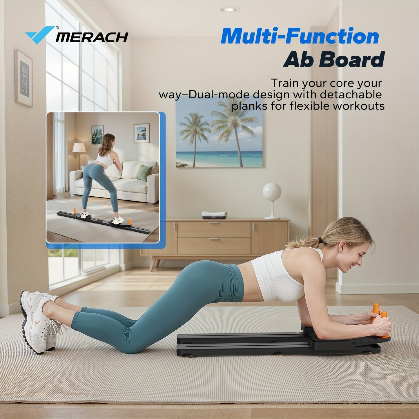 Multifunctional Ab Trainer Pilates Board – Detachable Anti-Slip Quiet Design, Portable Pilates Reformer for Core Workouts & Home Fitness