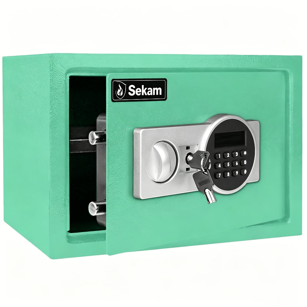 Fireproof Home Safe Box with Digital Keypad and Key Lock Steel Security Safe for Money for Entryways, Bedrooms and Living Spaces