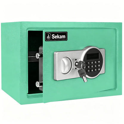 Fireproof Home Safe Box with Digital Keypad and Key Lock Steel Security Safe for Money for Entryways, Bedrooms and Living Spaces