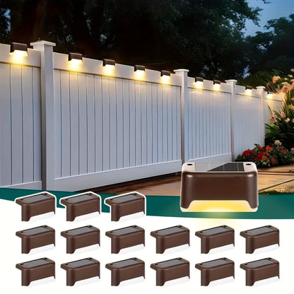Solar LED Deck and Step Light Set in 8-, 16- or 32-Piece Packs with Black, White or Brown Shells