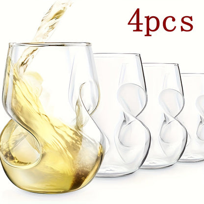 Geometric Twisted Cocktail Glasses 4 or 8 Pack – 400ml Wide Mouth BPA-Free Borosilicate Glass – Festive Drinkware for Whiskey, Beer & Tea