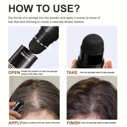 Hair Root Concealer Powder with Brush - Instantly Covers Gray Roots & Thinning Hairline, Plant-Based Keratin Formula
