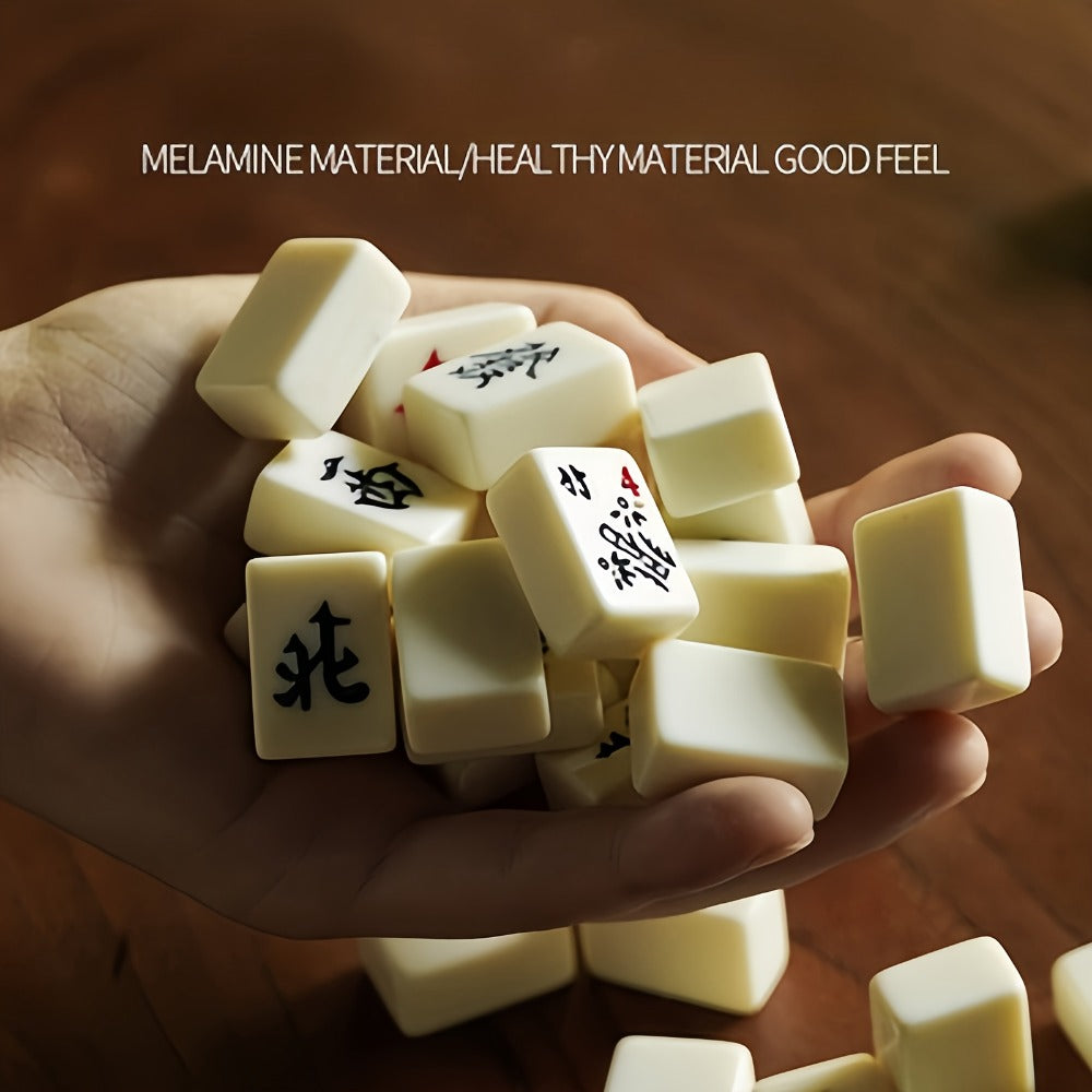 Mini Mahjong Set Portable Travel Size – Compact Authentic Chinese Tile Game for Family Fun Logical Thinking On-the-Go Entertainment