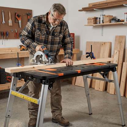 7in 1 Multifunctional Work Benches, Folding Work Table for Garage, As Portable Workbench, Sawhorse