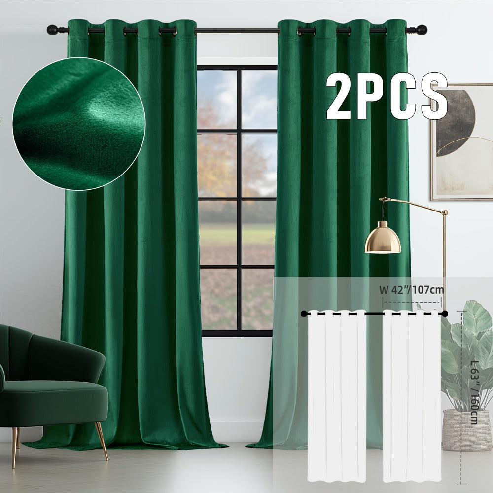 Velvet Room Darkening Curtains 2 Panels, Grommet Top Thermal Insulated Soundproof Blackout Curtains for Living Room Bedroom