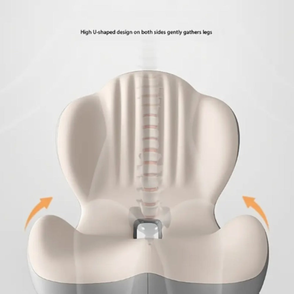 Contoured One-Piece Seat Cushion with Ribbed Back Support, Non-Slip Base and Five Color Options