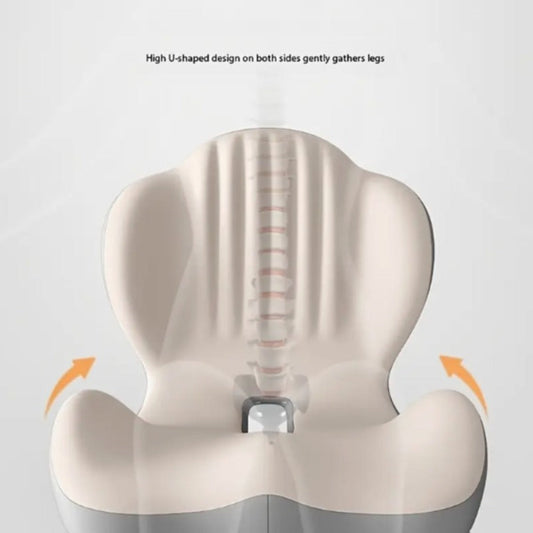 Contoured One-Piece Seat Cushion with Ribbed Back Support, Non-Slip Base and Five Color Options