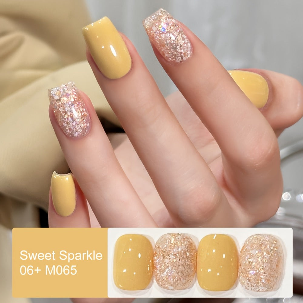 Gel Nail Polish Two-Color Candy Glitter Duo, 0.51 oz Each with Seven Shade Pair Options for UV/LED Curing