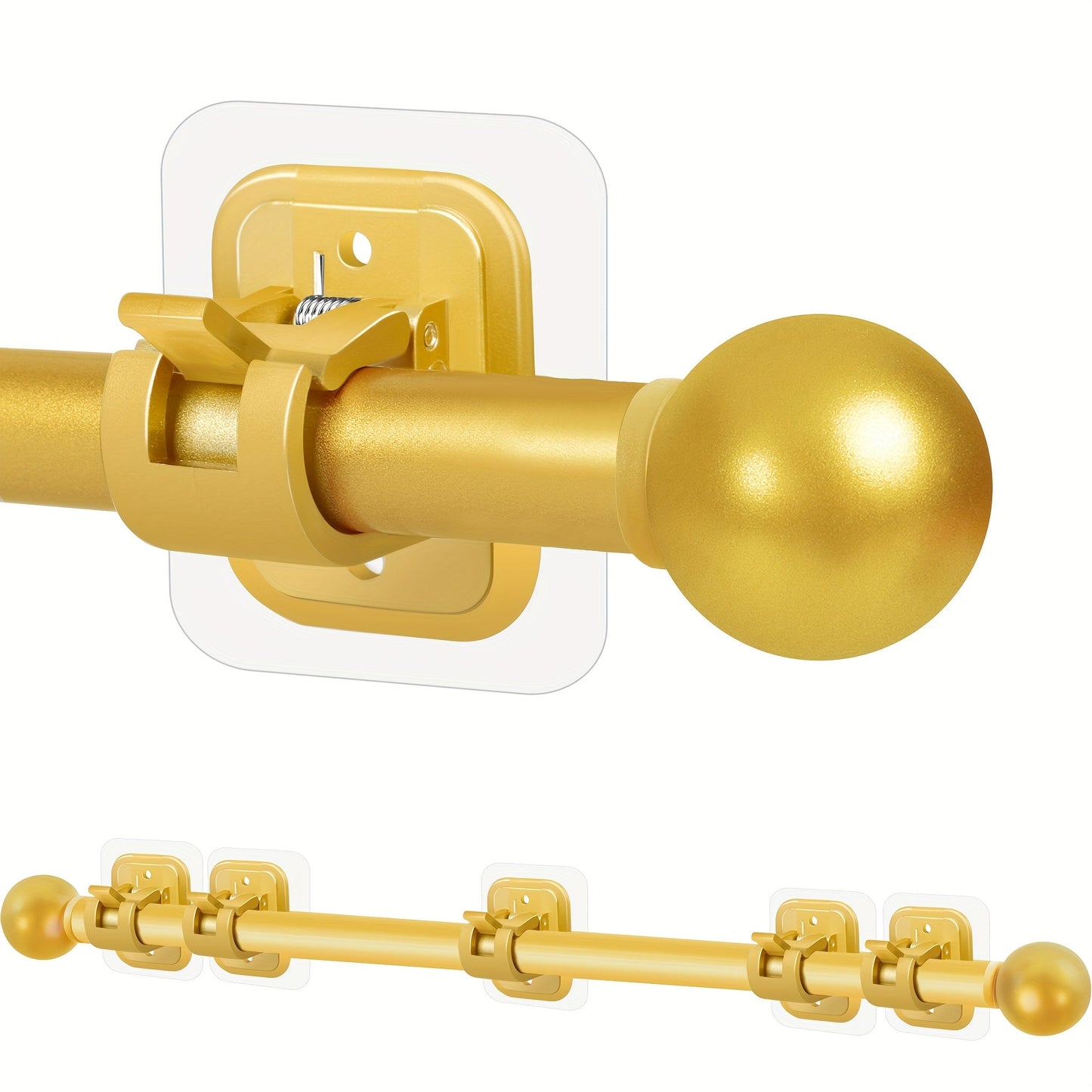 No-Drill Curtain Rod Set with Adhesive Brackets Renter Friendly 5/8 Inch Adjustable Window for Entryways, Bedrooms and Living Spaces
