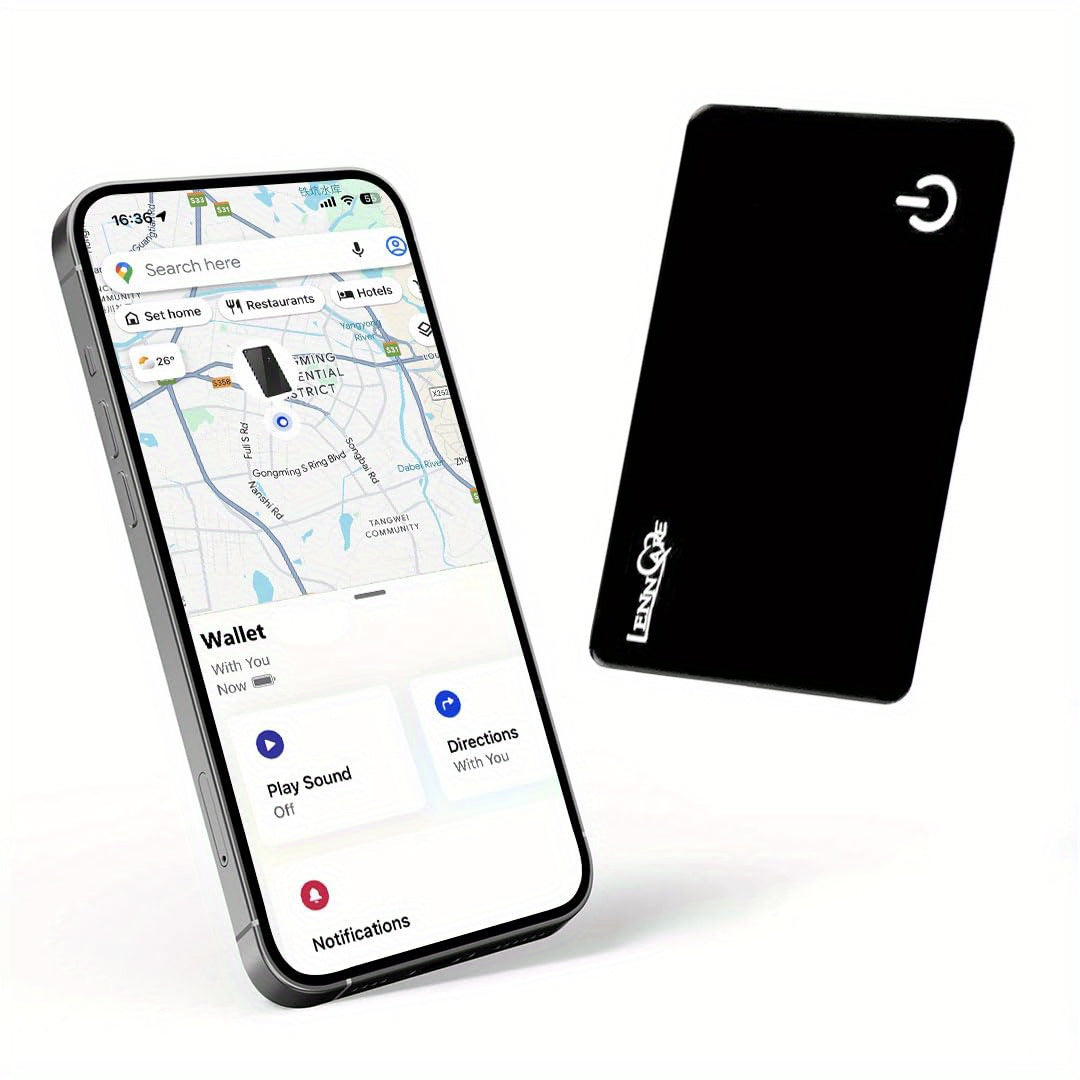 GPS Tracking Card No Subscription Real-Time Locator – Apple Find My Compatible (iOS) Global Coverage Hidden Tracker for Wallet Car Bag