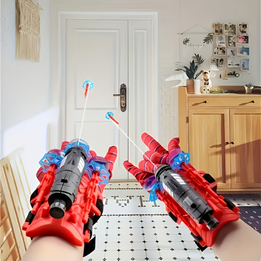 Wrist Spider Web Shooter Toy for Kids & Teens, Superhero Web Launcher Set with Eye Mask Target & Water Gun