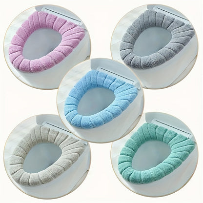 Five-Pack Plush Toilet Seat Ring Covers in Beige, Gray, Green, Blue and Pink, 31cm Outer Diameter
