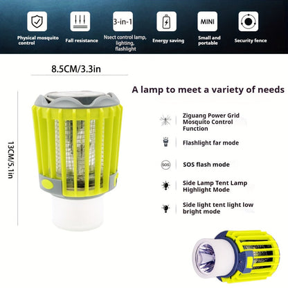 Mosquito Repellent 3-in-1 USB Rechargeable Portable LED Lantern, Indoor Outdoor Bug Repeller Camp Light with SOS Emergency Mode for Home