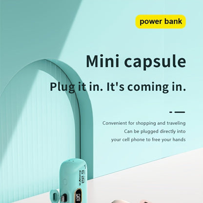 Mini Power Bank 5000mAh with Built-in USB-C Connector Fast Charging, Ultra-Compact Pocket Portable Charger for iPhone Android Samsung