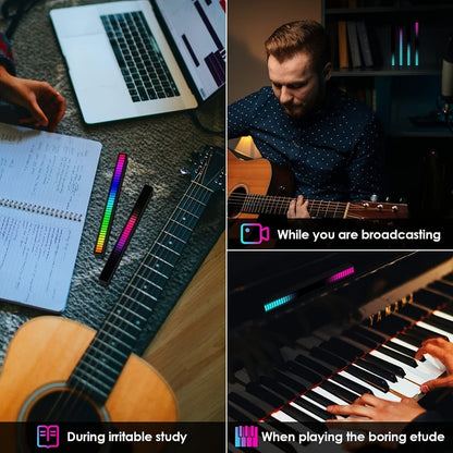 Sound Activated RGB Ambient Light Bars 2/4 Pack, Music Rhythm Sync USB Plug & Play, Color Changing Atmosphere Lights for Gaming Room