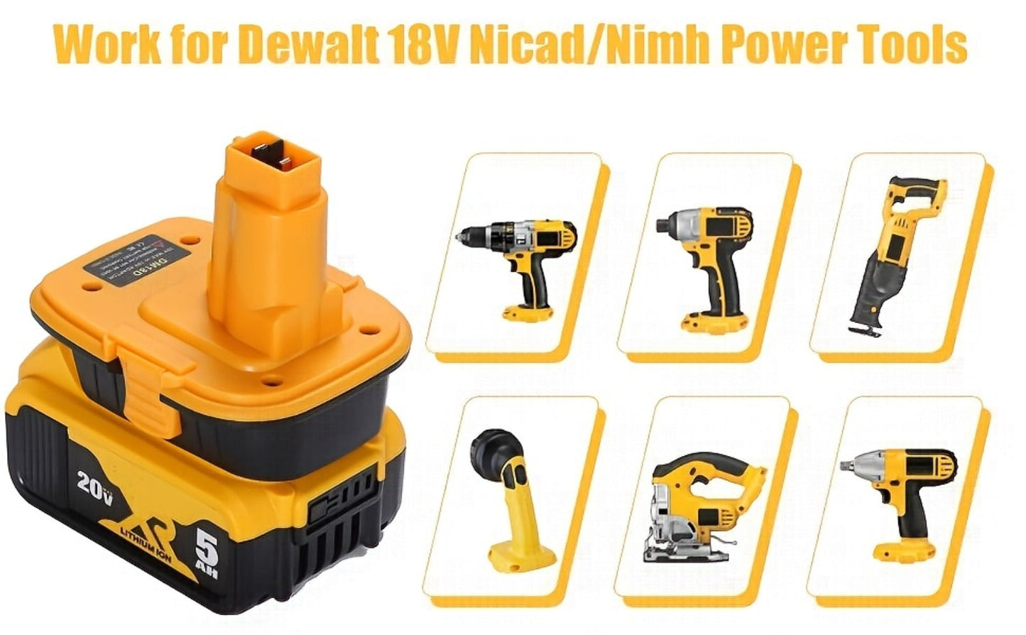 DM18D Battery Adapter for DeWalt 18V XRP NiCad NiMh Cordless Tools Compatible with DeWalt 20V for Entryways, Bedrooms and Living Spaces