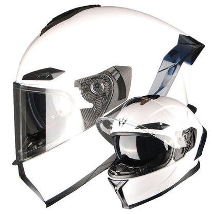 Motorcycle Helmet Full-Face Dual-Visor Shell with Clear Outer Shield, Smoked Inner Visor, Nine Colors and S-XL Sizes