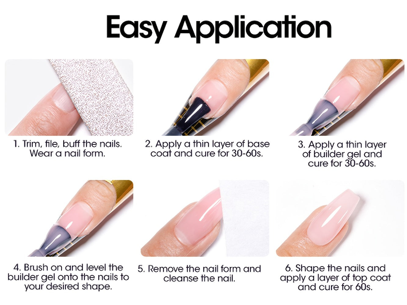 Hard Gel Nail Extension Builder Gel 7-in-1 Self-Leveling – 28+ Day Wear, LED UV Cured, 15ml, Clear Pink Nude Baby Pink Milky White