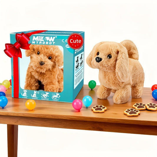 Plush Electric Puppy Toy That Walks & Barks, Interactive Electronic Pet with Plush & Gift Box, Parent-Child Companion