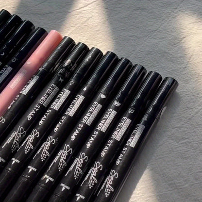Winged Eyeliner Stamp Pen Set Double-Ended 8 Wing Styles Waterproof Quick-Dry Liquid Liner, for Makeup, Travel and Everyday Vanity Use