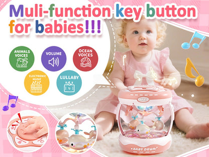 Baby Rotating Projector Music Toy 3 Months+, Interactive Animal Sounds & Lights, Multi-Functional Sensory Learning Toy for Infants